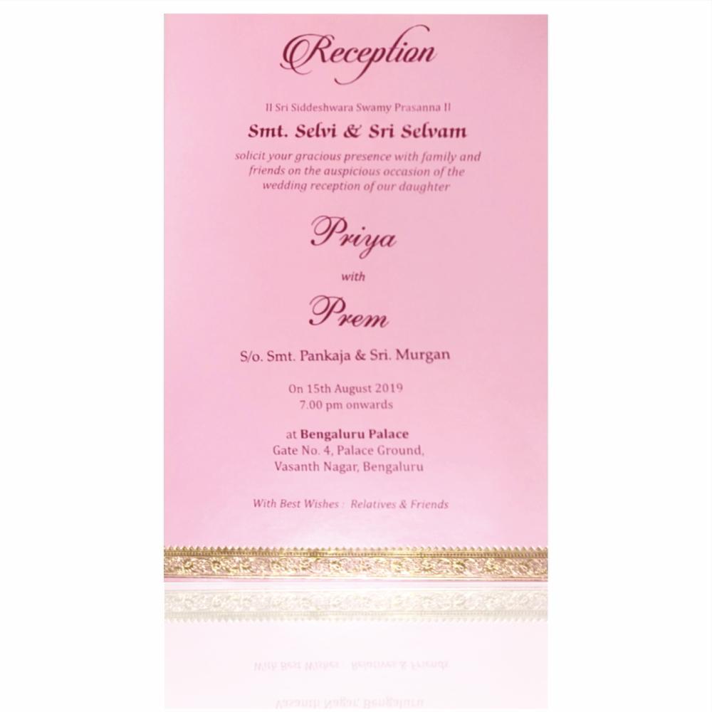 Gorgeous Pink Color With Single Sheet Invitation Card-KNS012GP