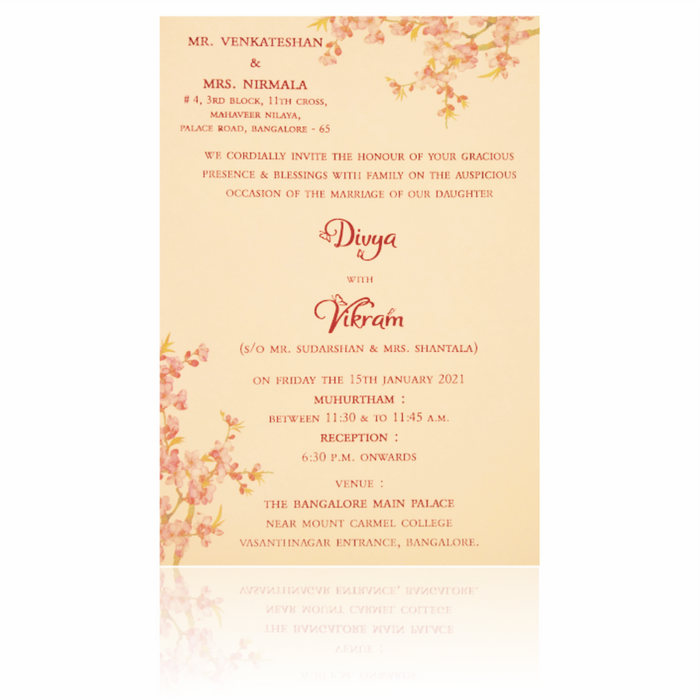 Pink Single Sheet Invitation Card With Pink Cover Non-KNS050GD-King of Cards