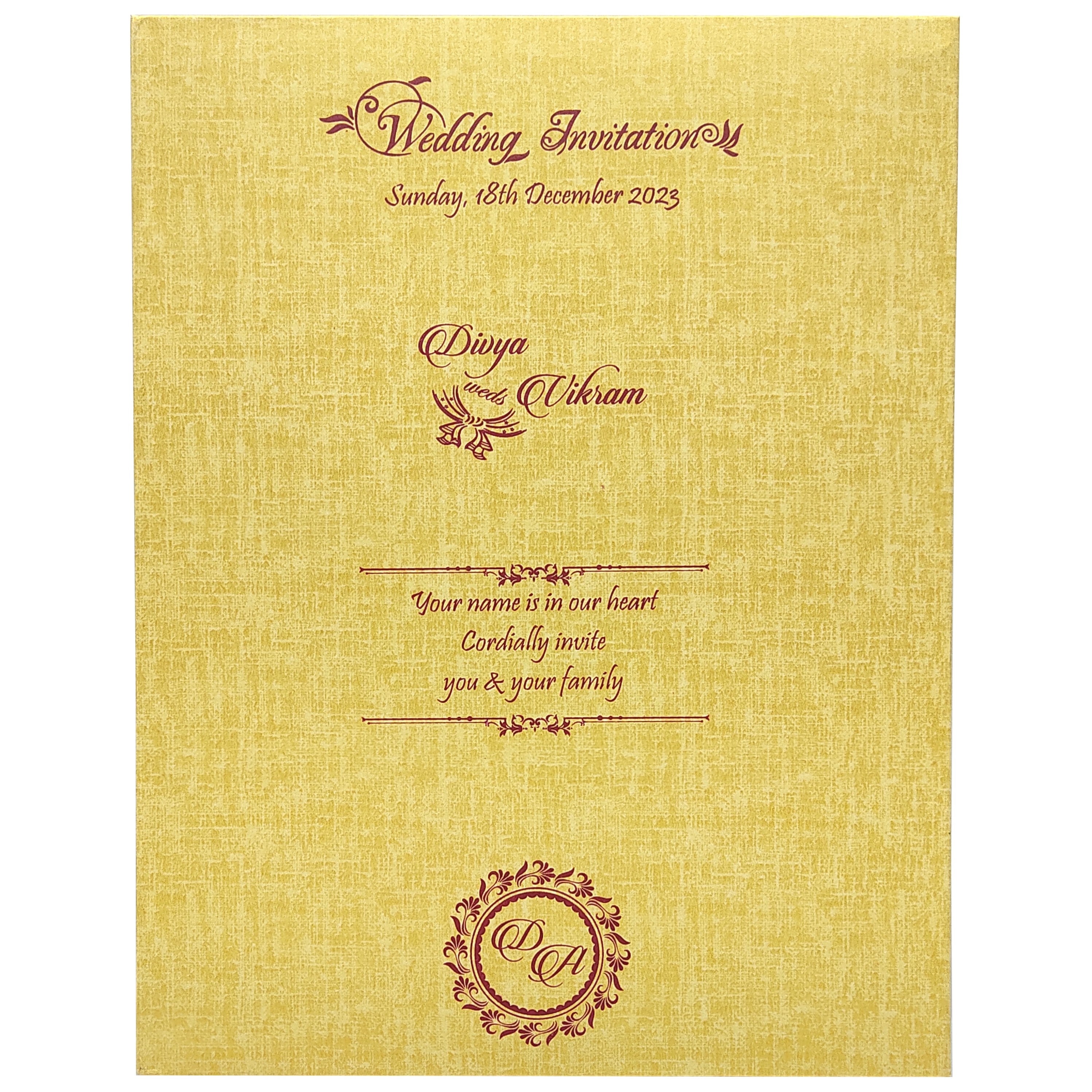 Brown Gold Padded Hindu Wedding Card With Baraat Image-KNPP8509N