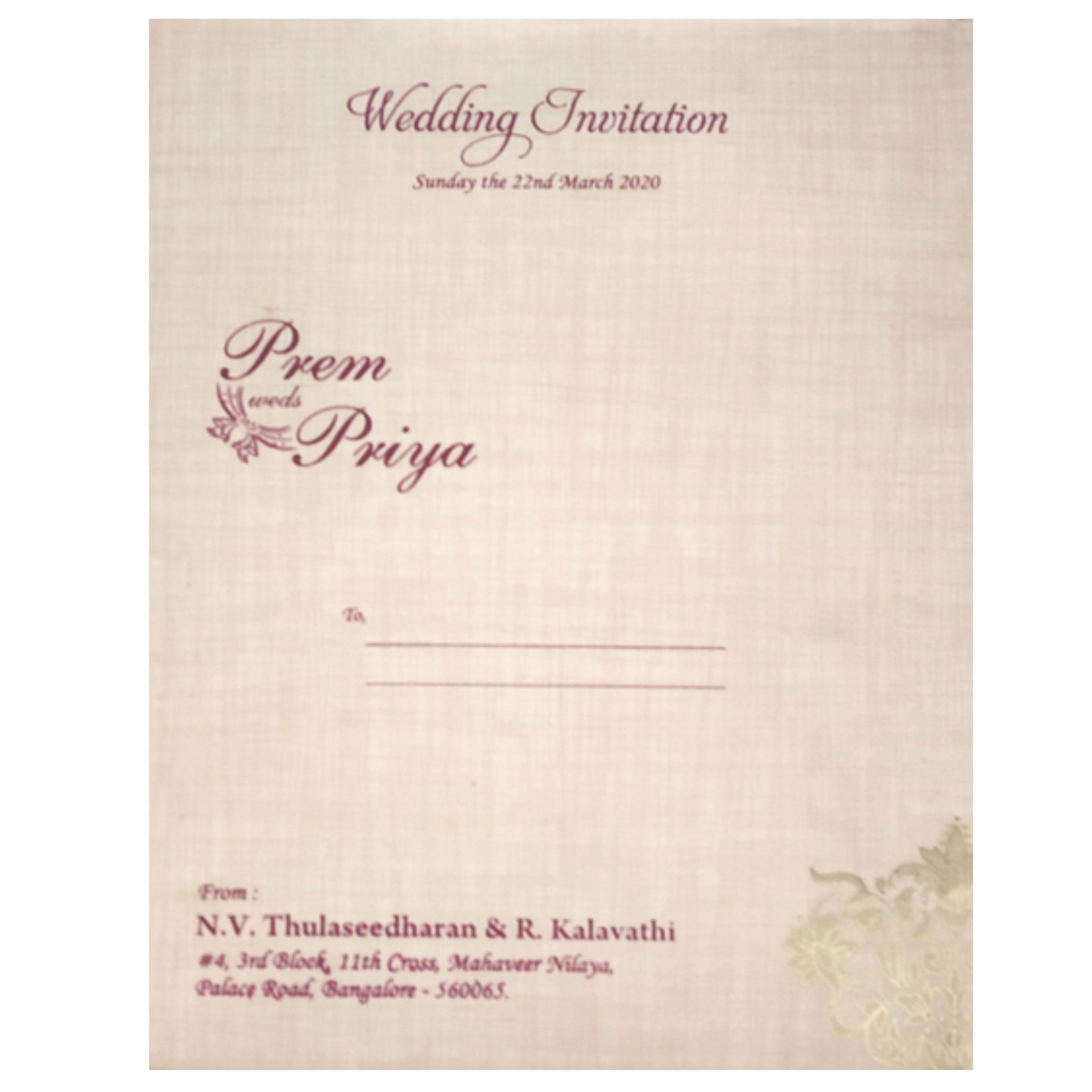 Sandal Premium Padded Stiff Board Invitation Card-KNPS9501S-King of Cards