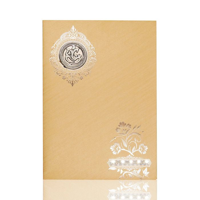 Gold Metallic Floral Designer Invitation Card-KNM2102G-King of Cards