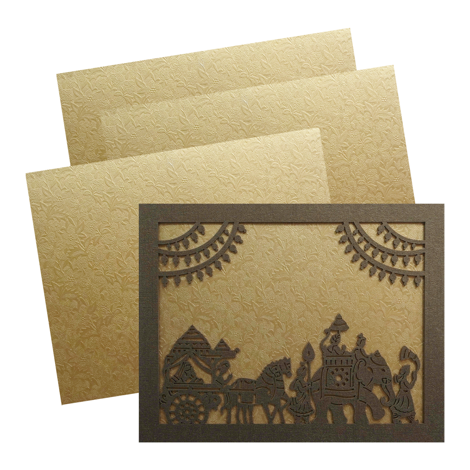 Golden Lazer Cut MDF Invitation Card-King of Cards