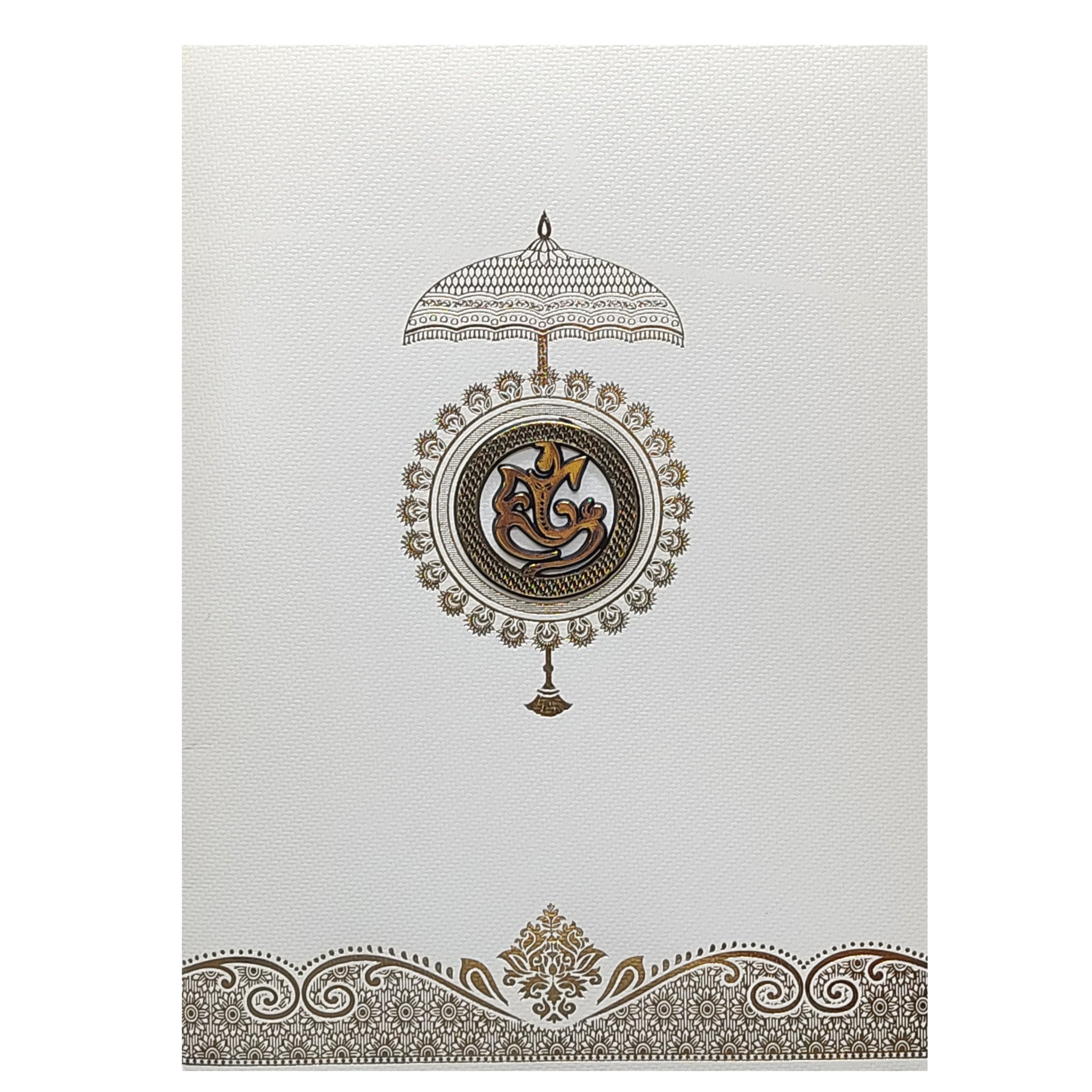 White Ganesha Invitation Card-KNKTW024