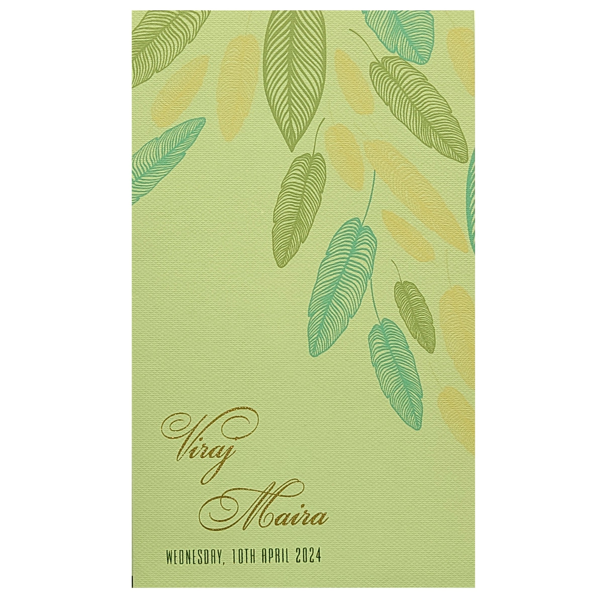 Pastel Green Leaf Design Invitation Card-KRC29892