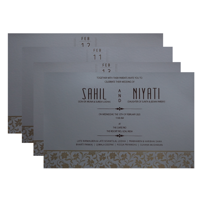 Grey Floral Marriage Invitation-King of Cards