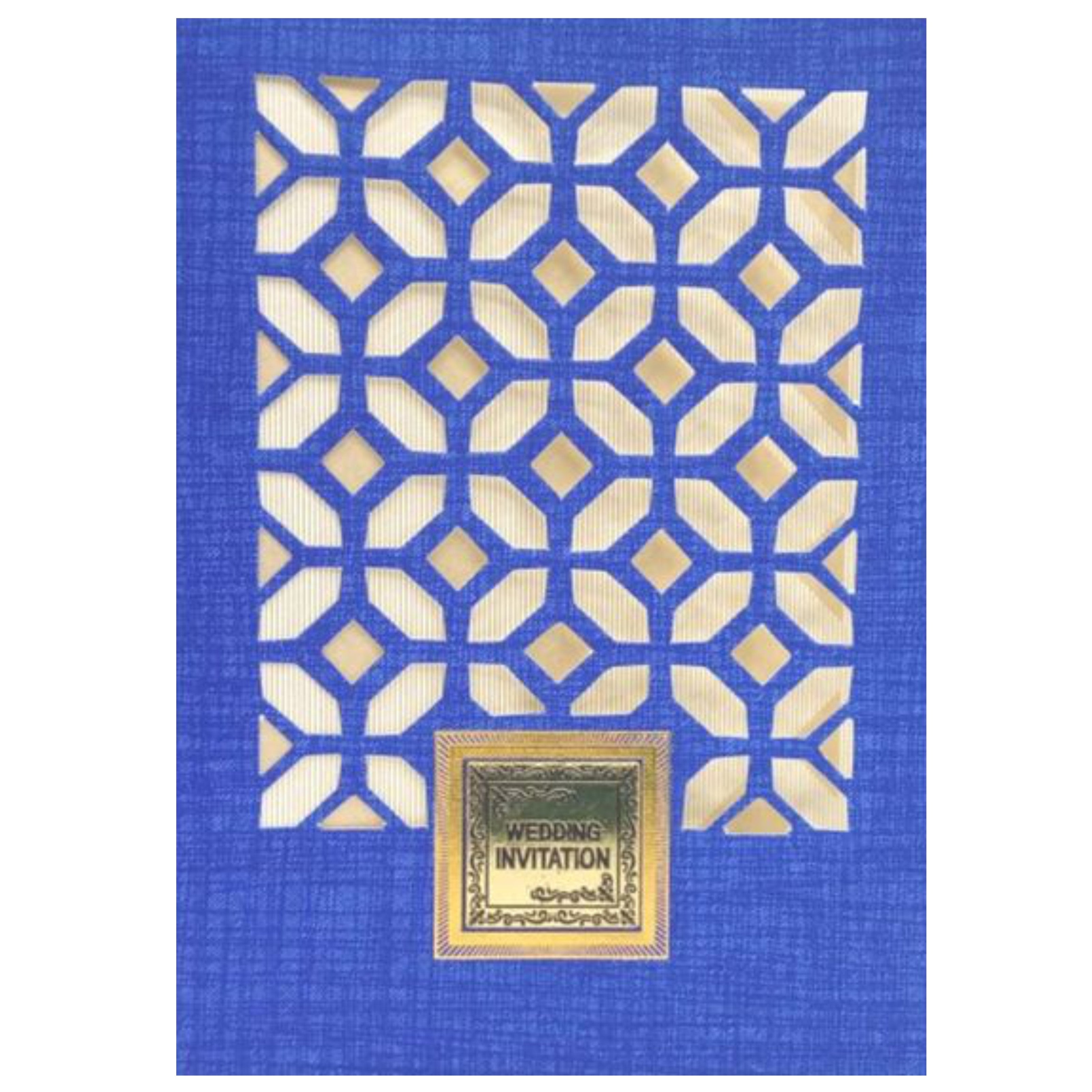 Bright Blue Shading With Cut Design Bag Type Wedding Card-KNCA203B