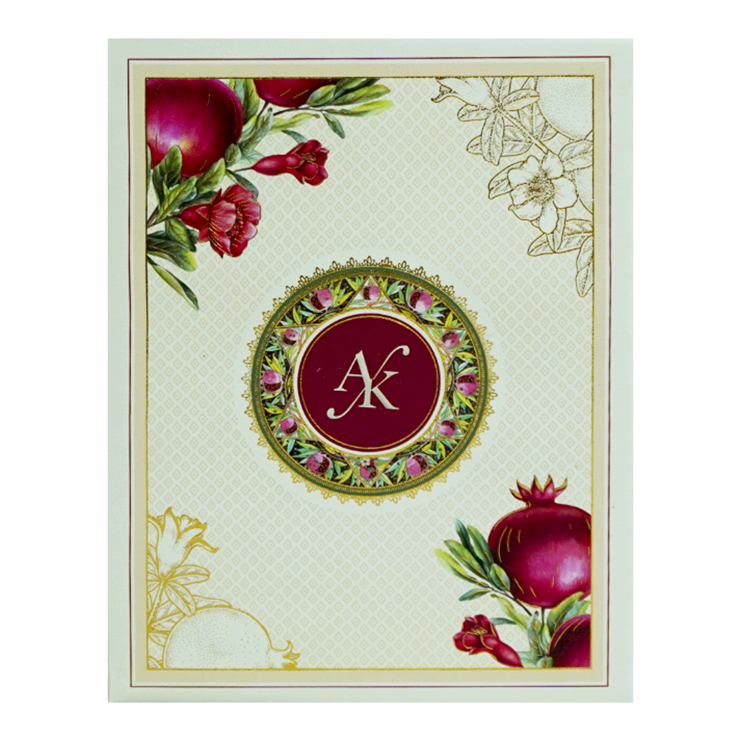 Cream Pomegranate Wedding Card-King of Cards