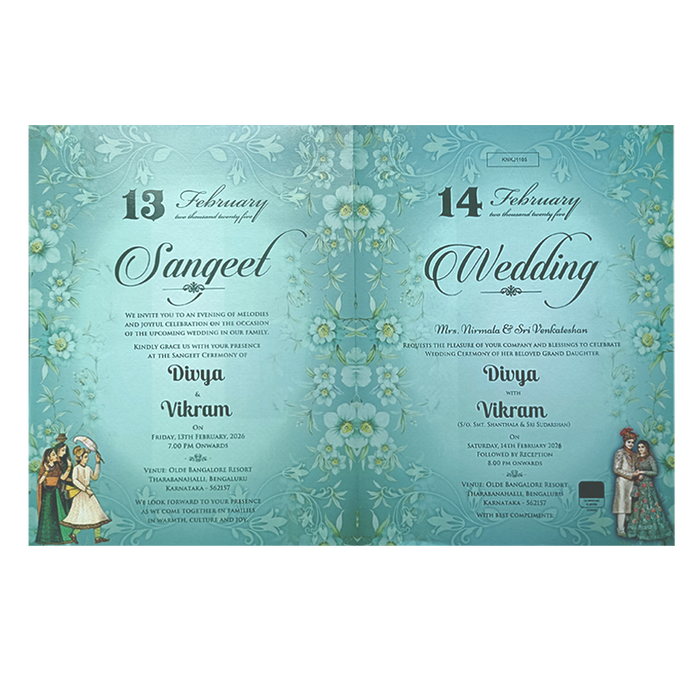 Green Bride And Groom Wedding Card-KNKJ1105-King of Cards