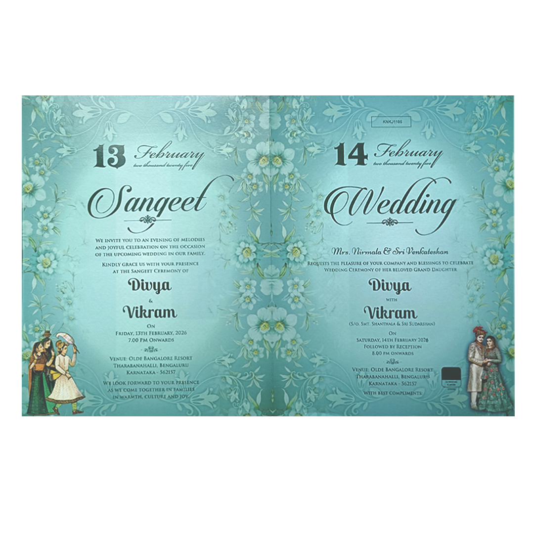 Green Bride And Groom Wedding Card-KNKJ1105-King of Cards