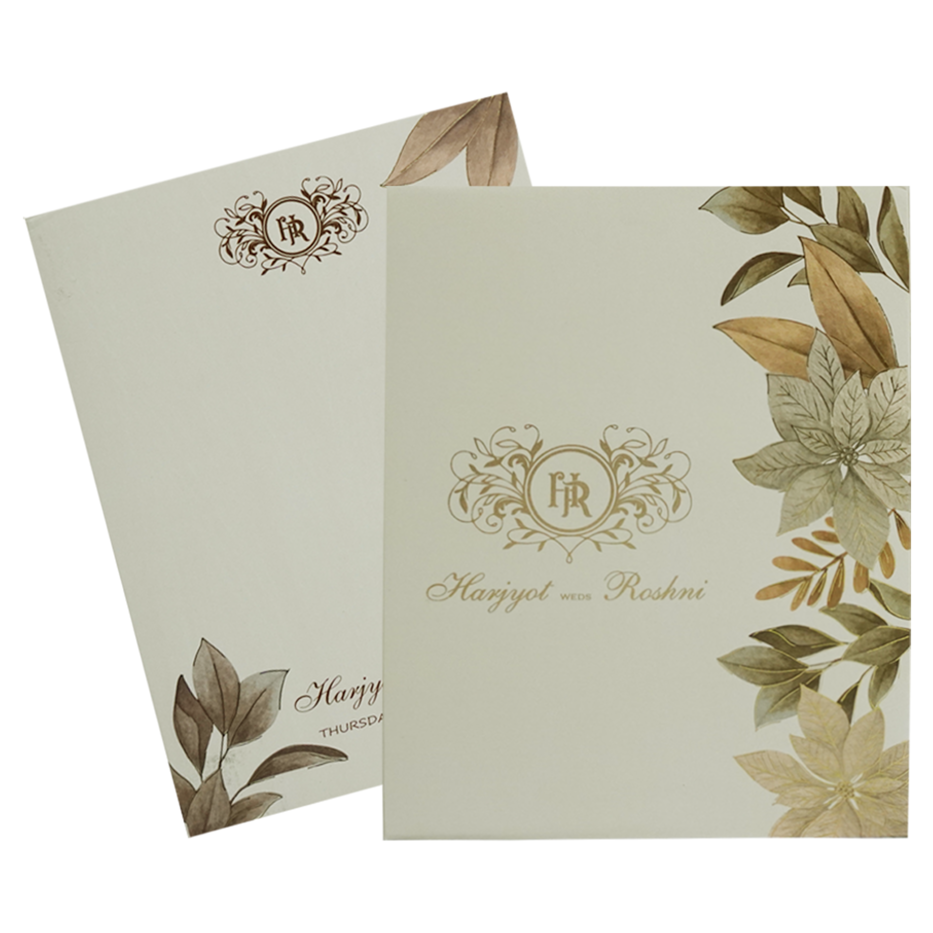 Cream Floral Padded Invitation Card-King of Cards
