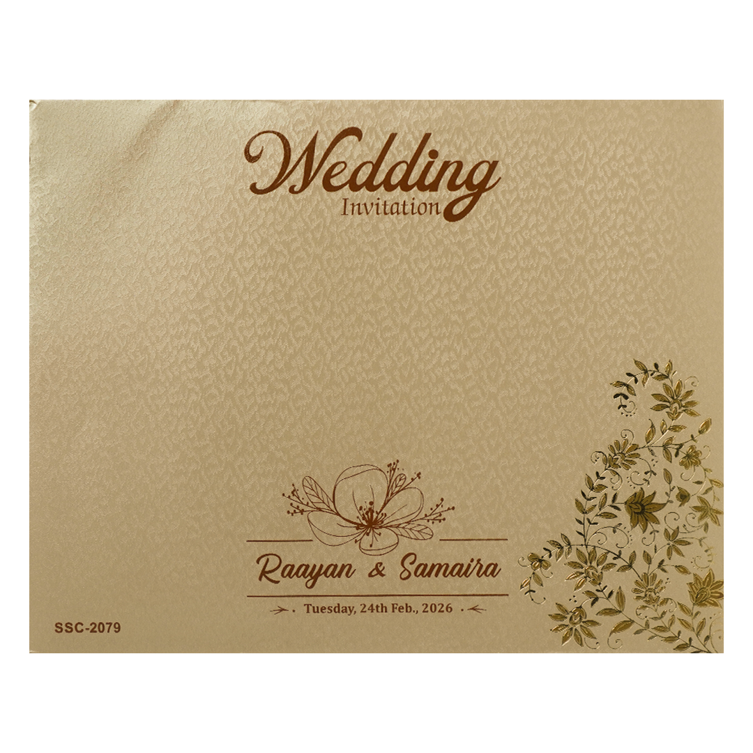 Buy Gold Floral Ornate Padded Wedding Card