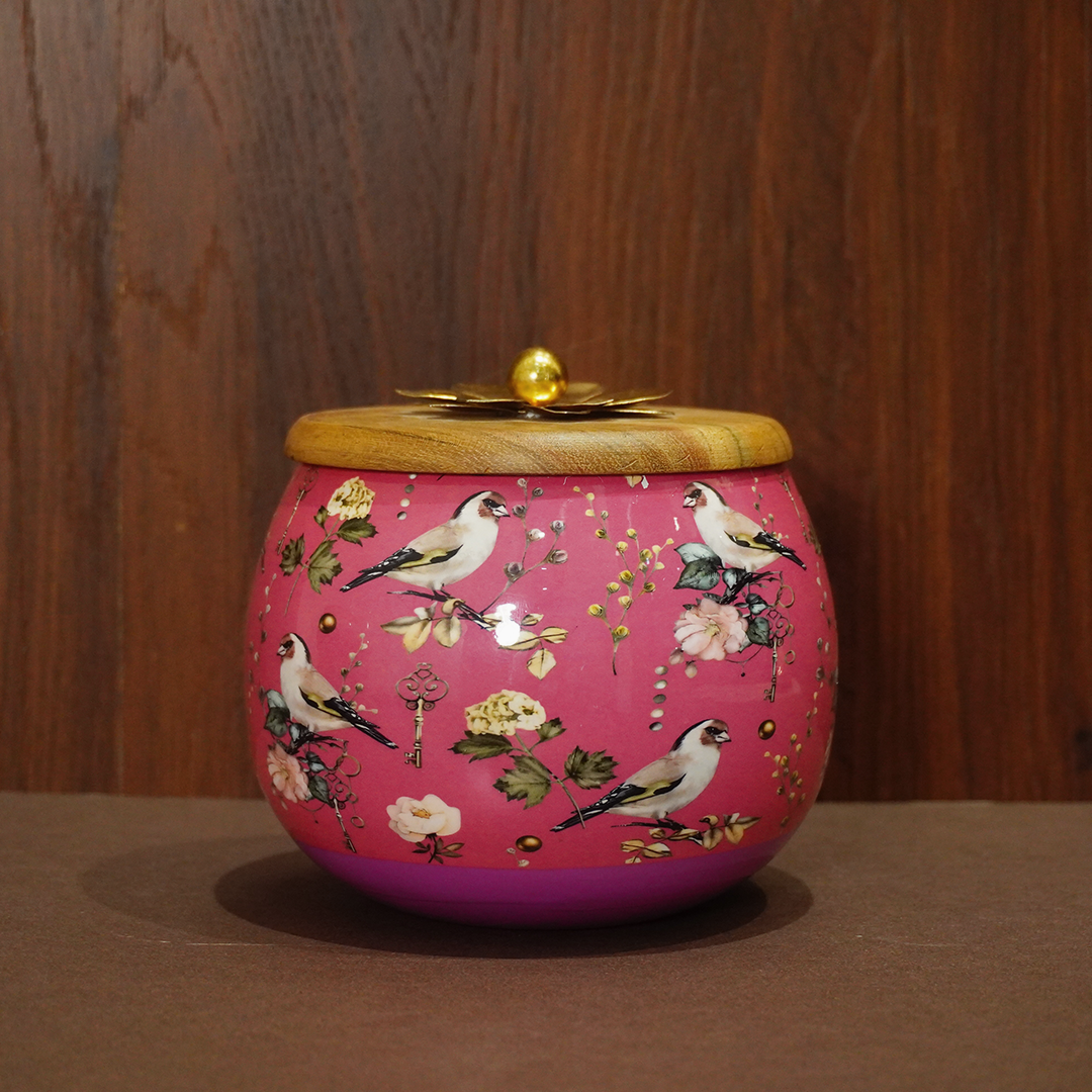 Pink Floral Hand Painted Big Jar-King of Cards