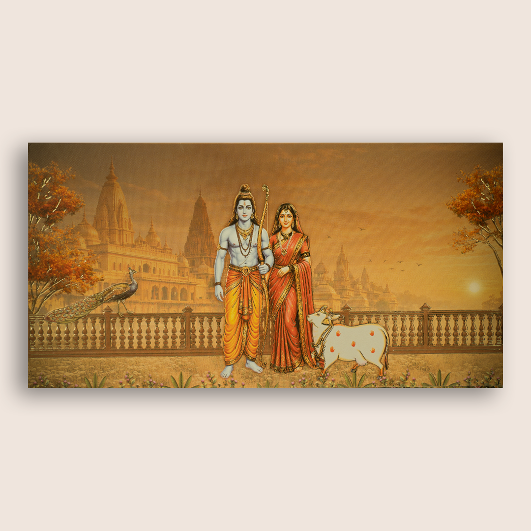 Sandal Lord Rama Sita Floral Invitation Card - KJTS1930