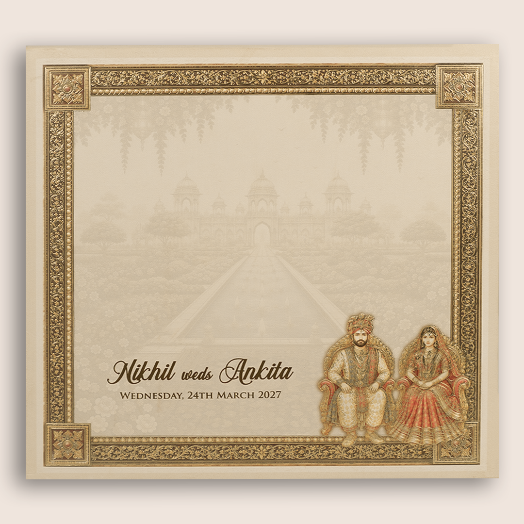 Pink Royal Bride Groom Laser Cut Padded Marriage Card - KPR026180