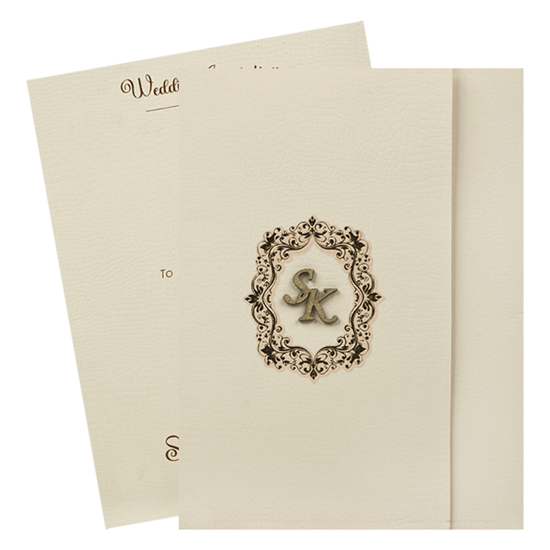 Pink Gold Ornate Frame Wedding Card-KSI64960