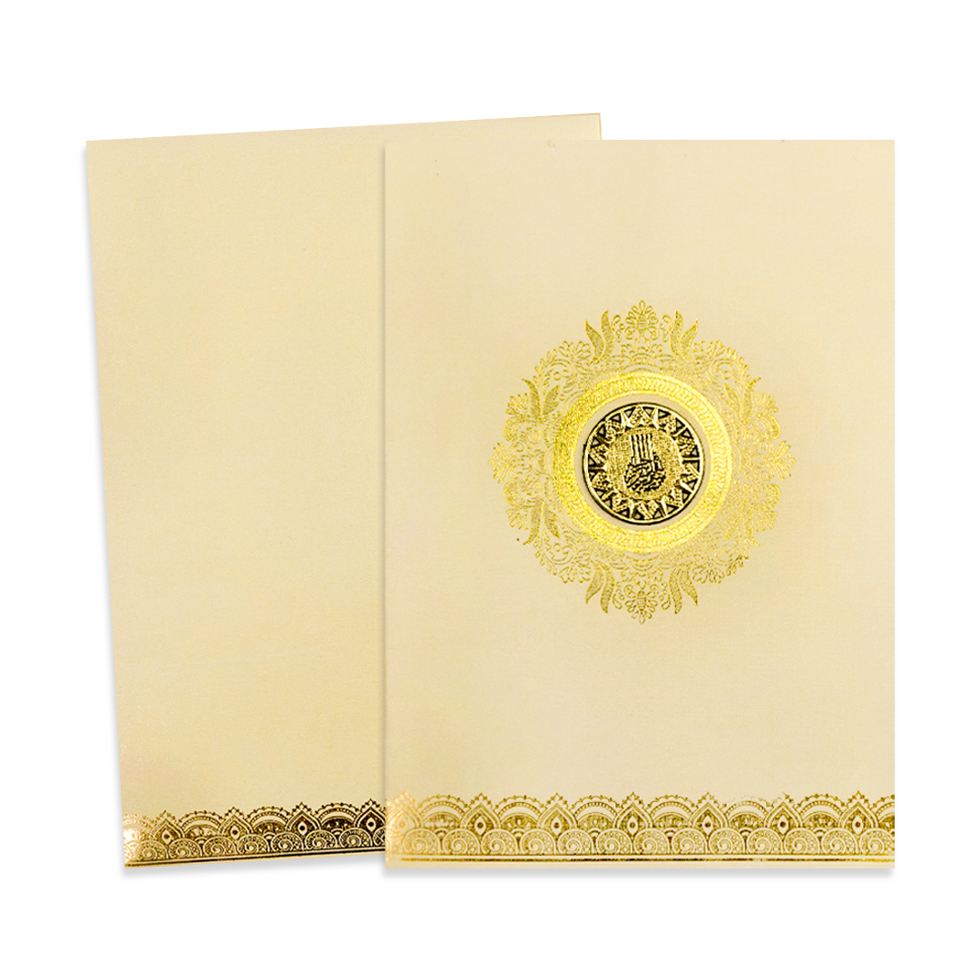 Cream Metallic Gold Foiling Wedding Card-KNCM16CGM