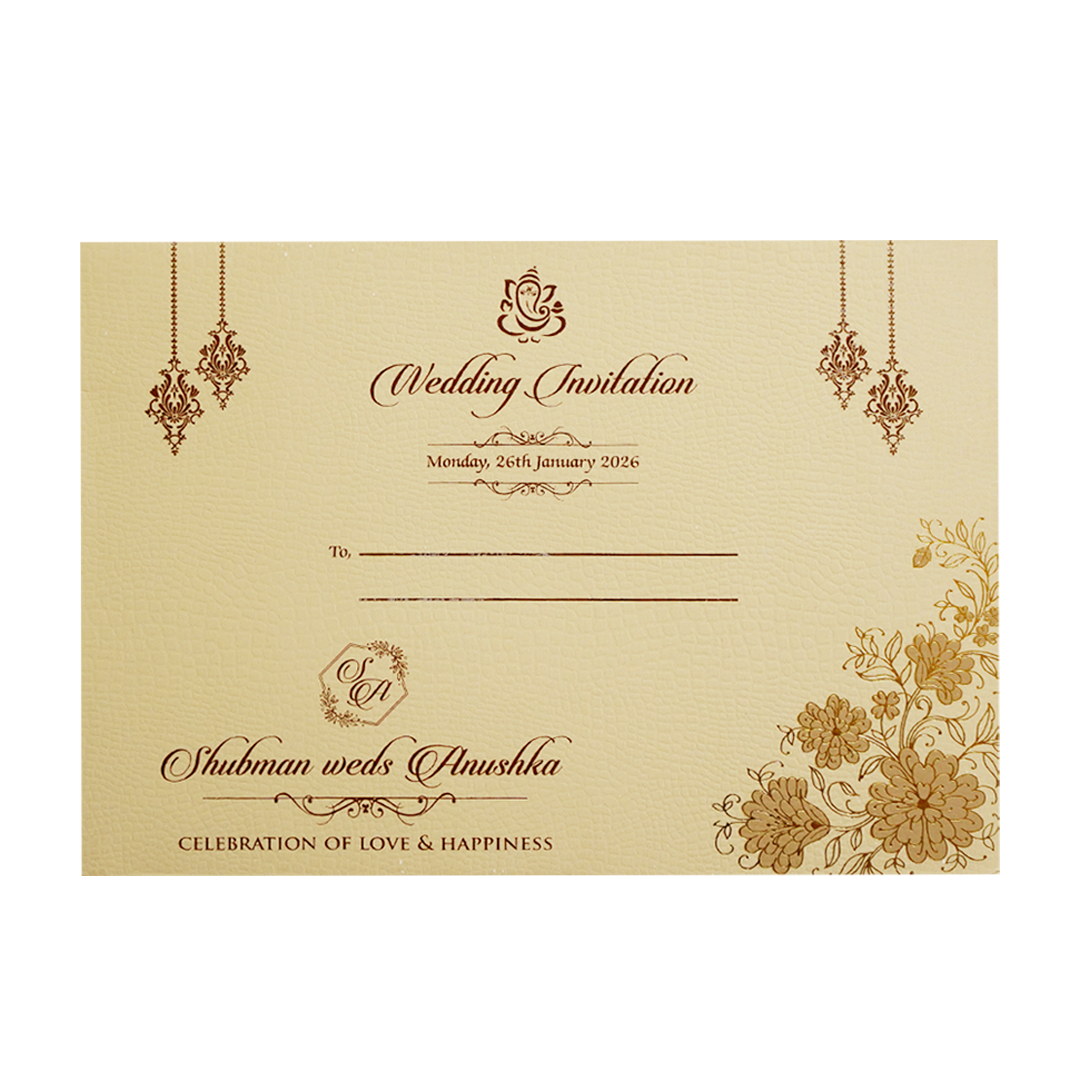 Royal Padded Embossed Gold Wedding Invitation Card-KRB09661