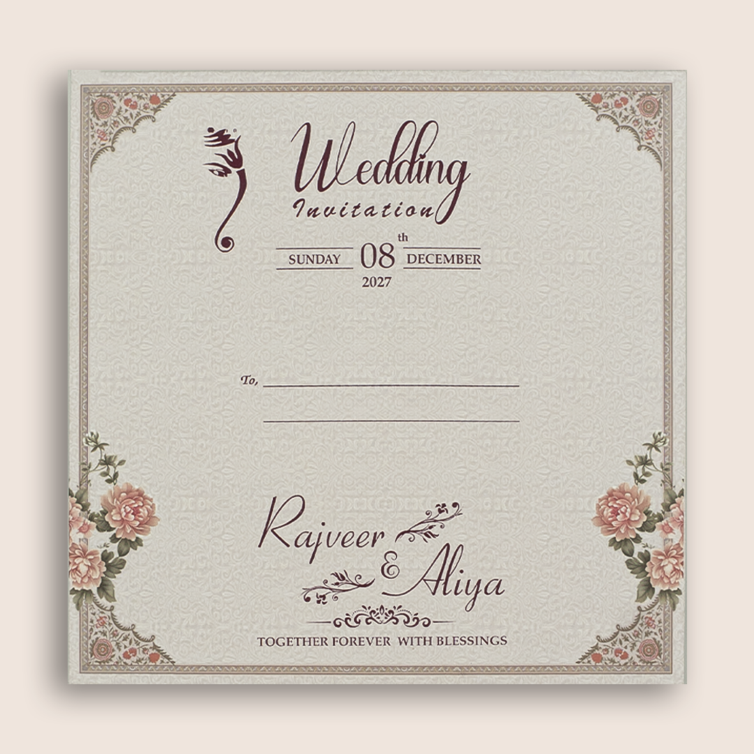 Lavender Floral Door Style Padded Invitation Card - KSH72760