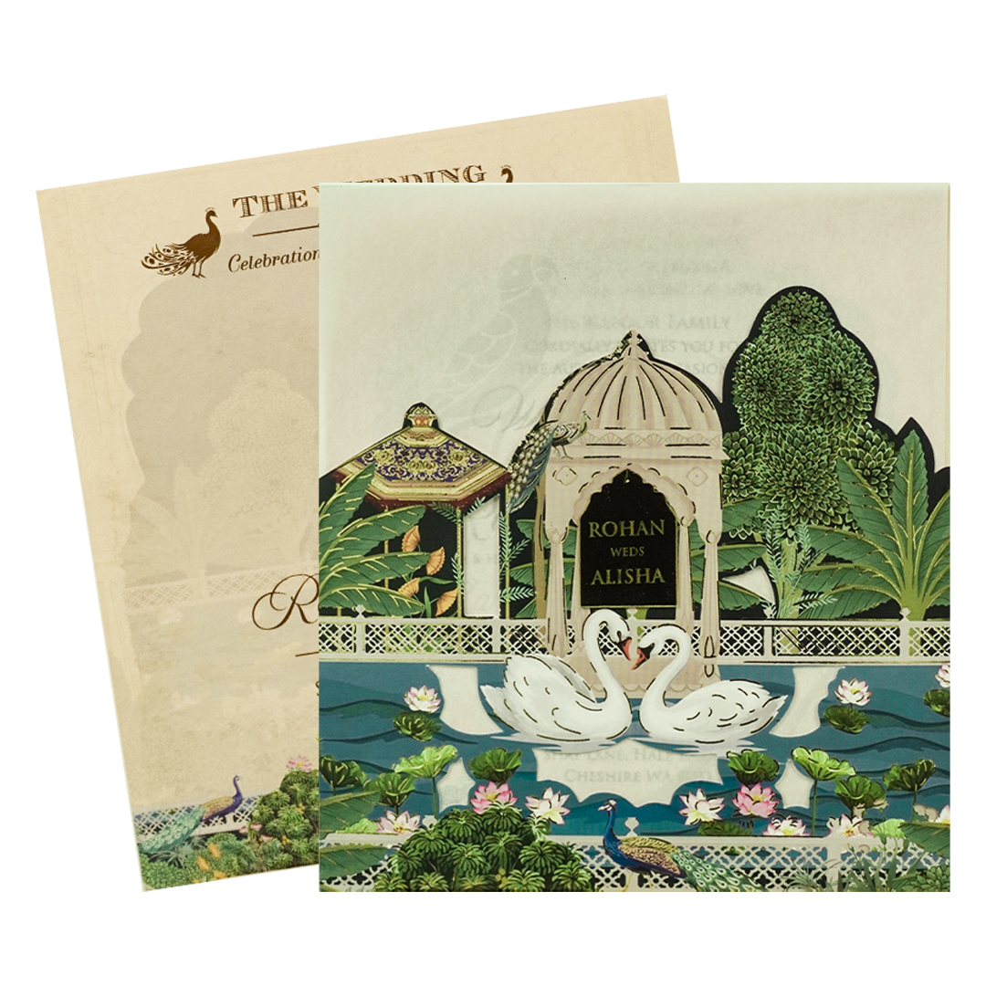 Luxury Cream Garden Laser-Cut Wedding Card - KFR16220