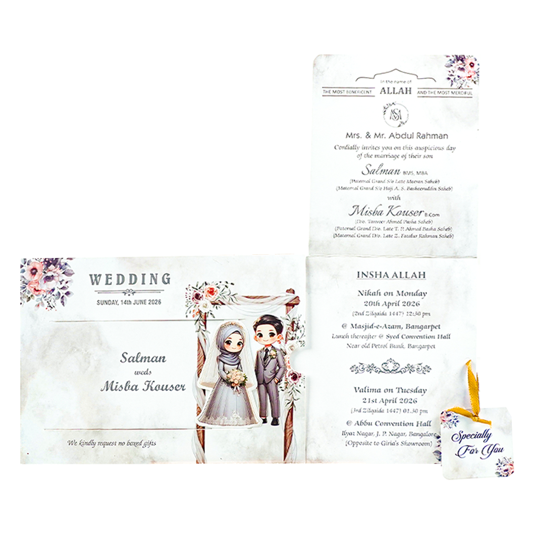 White Floral Couple Slide Invitation Card-KNKSP759