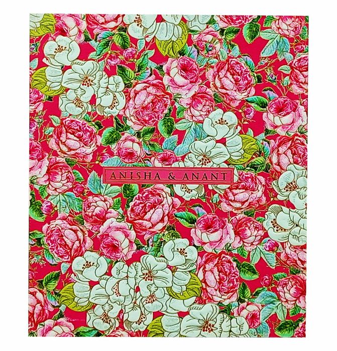 Pink Roses And Colourful Peacocks Ultra Premium Wedding Card-KNKUP033-King of Cards