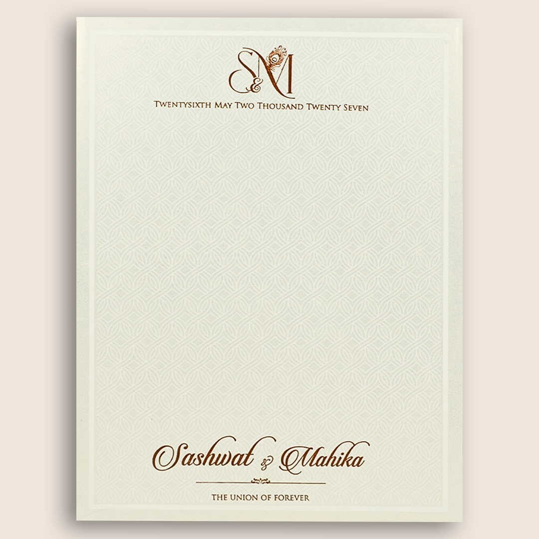 White Embossed Floral Padded Wedding Card - KRE29280