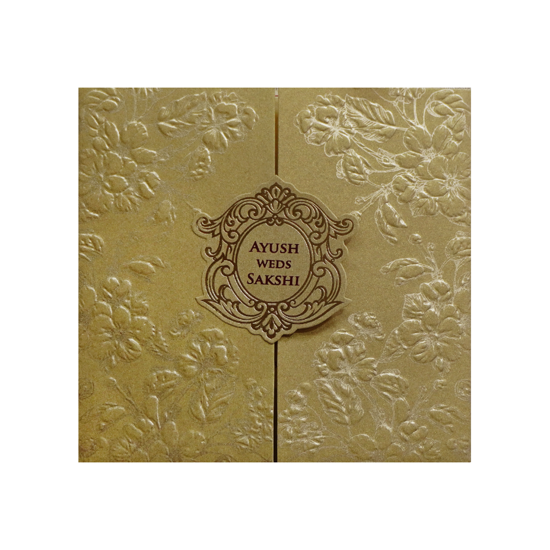 Metallic Gold Door Style Wedding Card-KPR06080