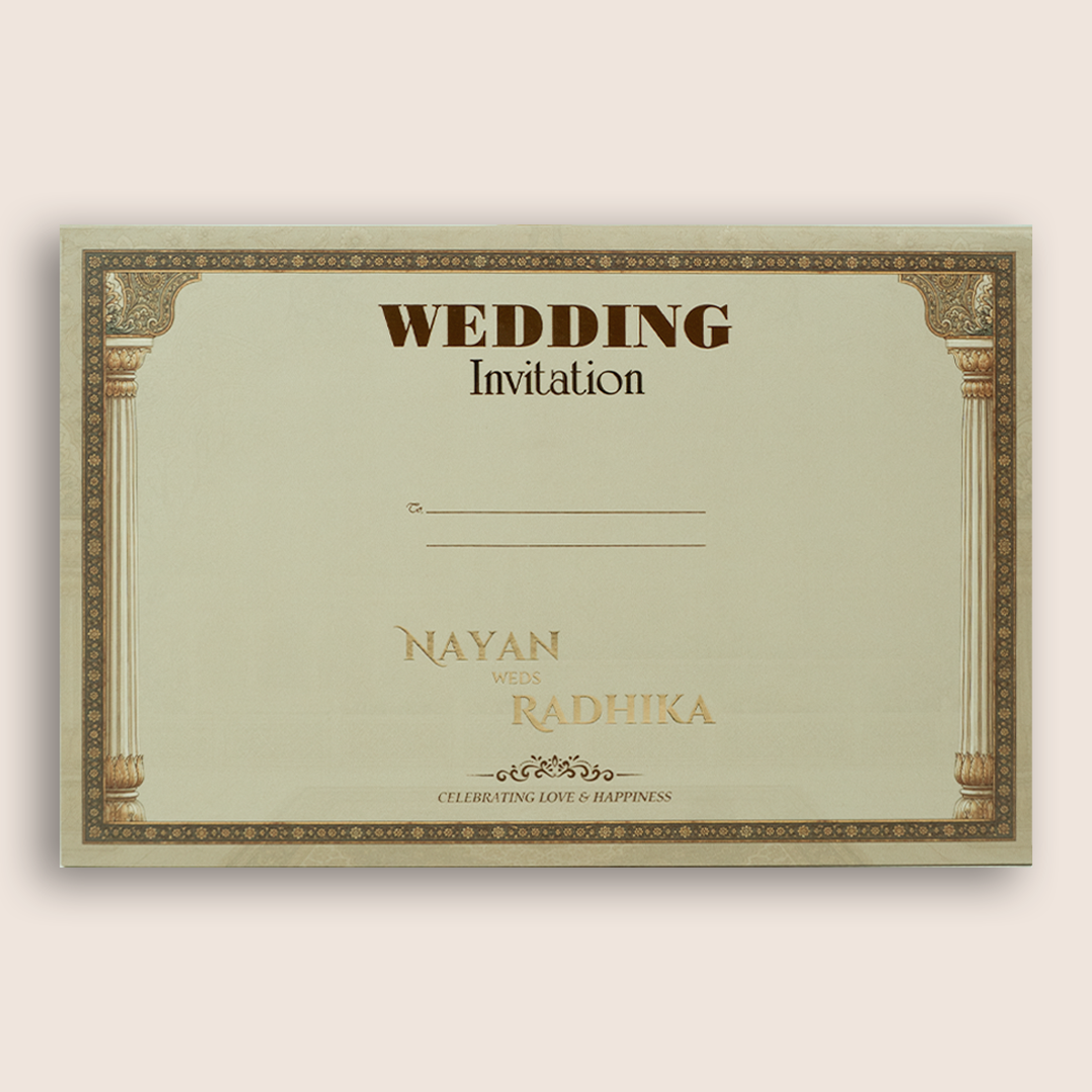Sandal Floral Bride Groom Padded Wedding Invitation - KSH18090