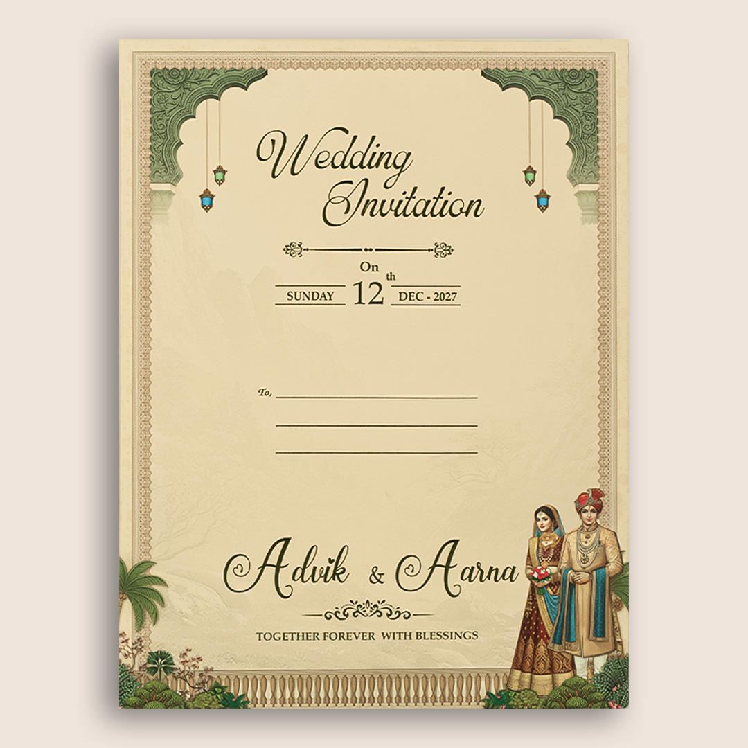 Peach Bride Groom Door Style Padded Wedding Card - KSH18480