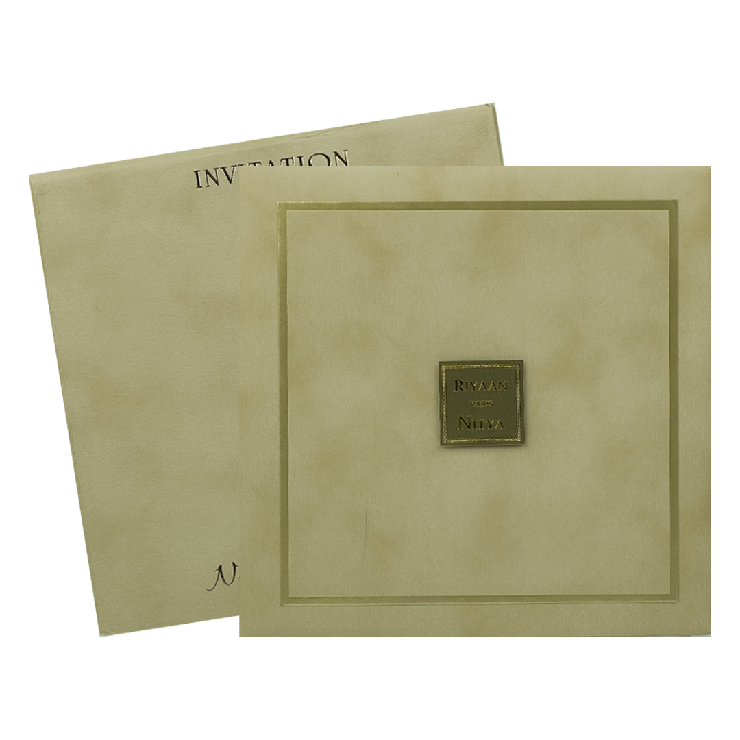 Beige Padded Classic Wedding Card - KRC31500