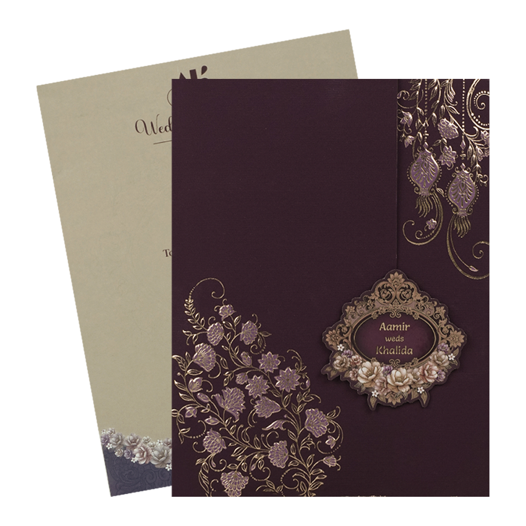 Purple Floral Wedding Card-KSI65020