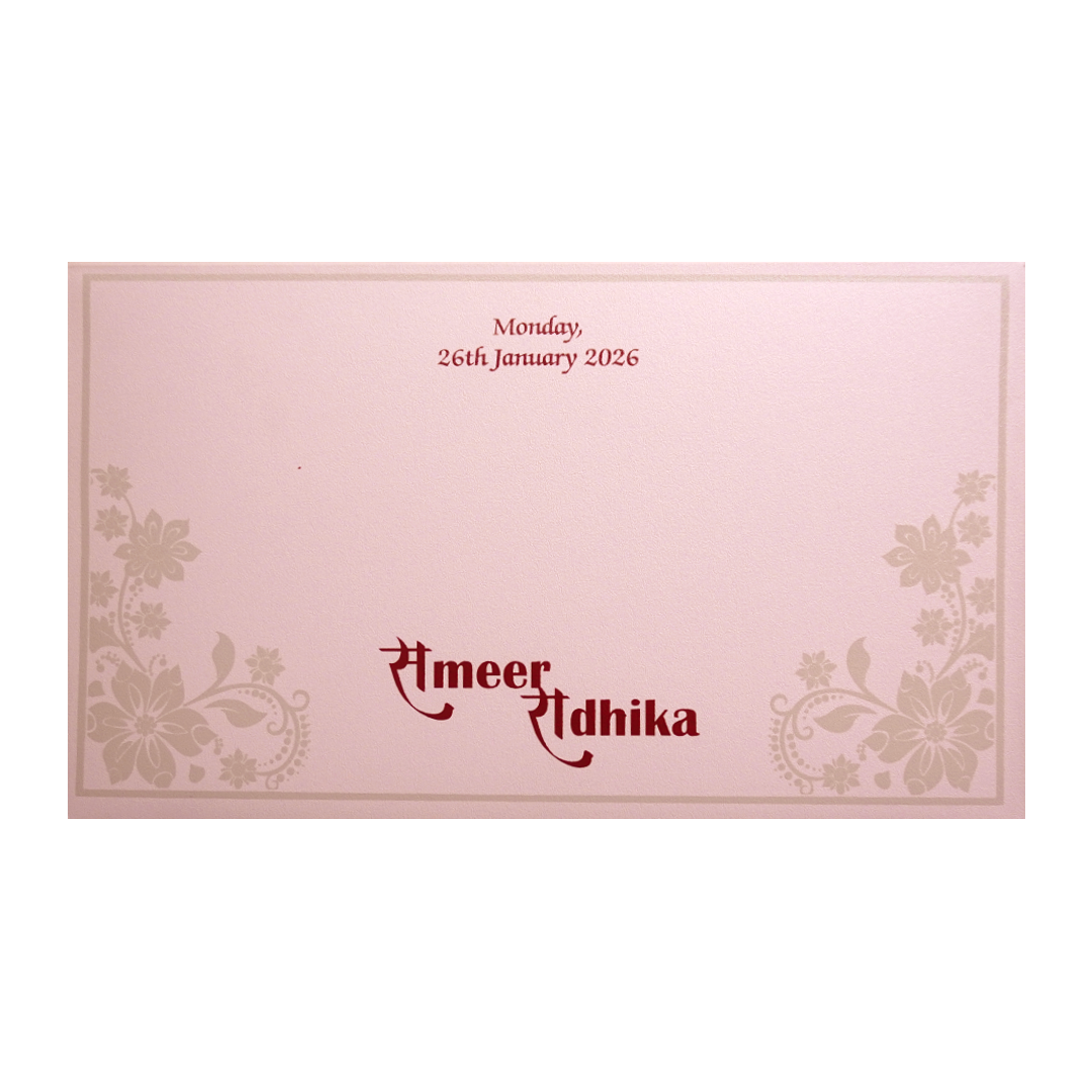 Blush Pink Floral Elephant Wedding Invitation Card-KPR24620