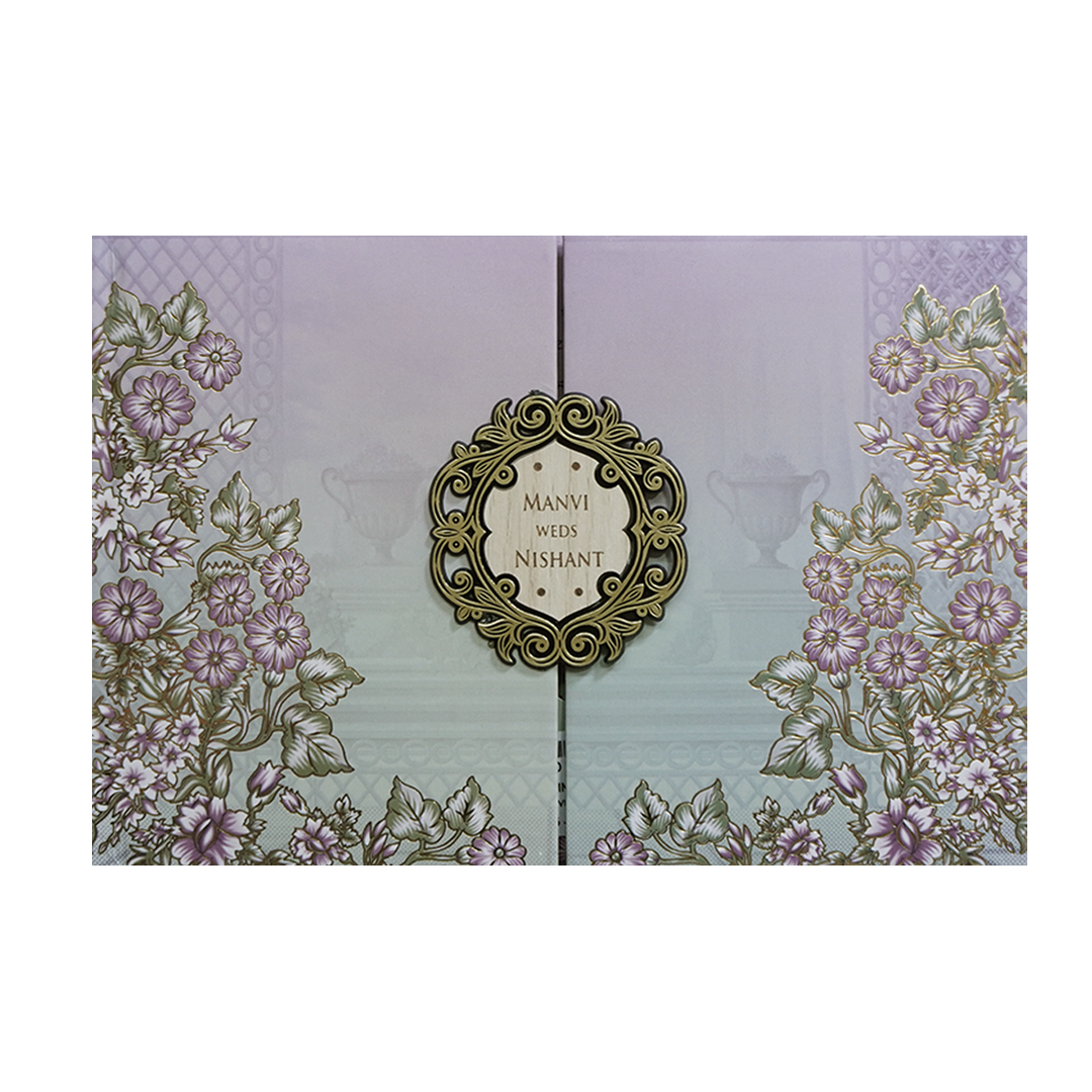 Sage Lavender Padded Floral Door Wedding Invitation - KVN07310
