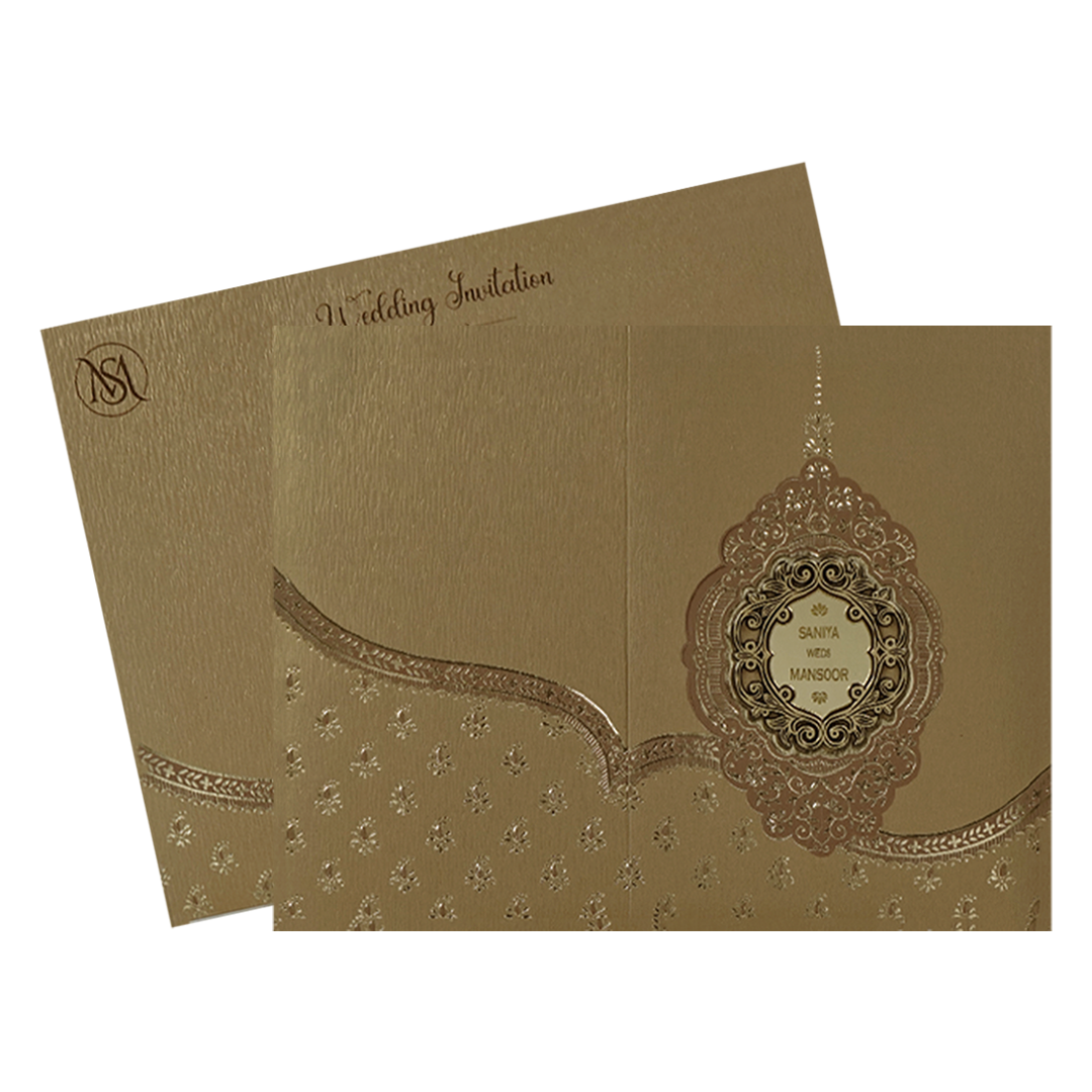 Gold Moroccan Wedding Card-KSI65120