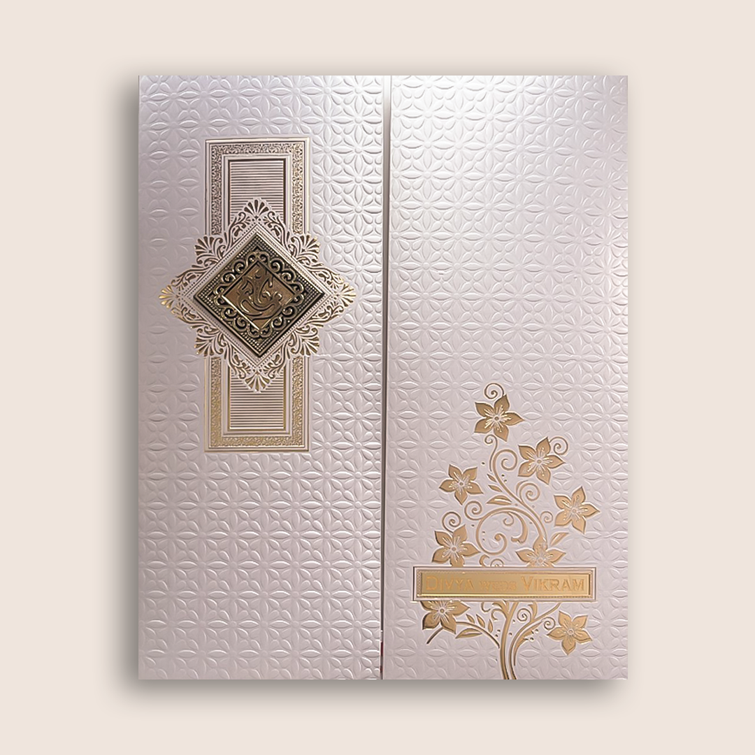 Lavender Embossed Floral Wedding Card - KNK4205P