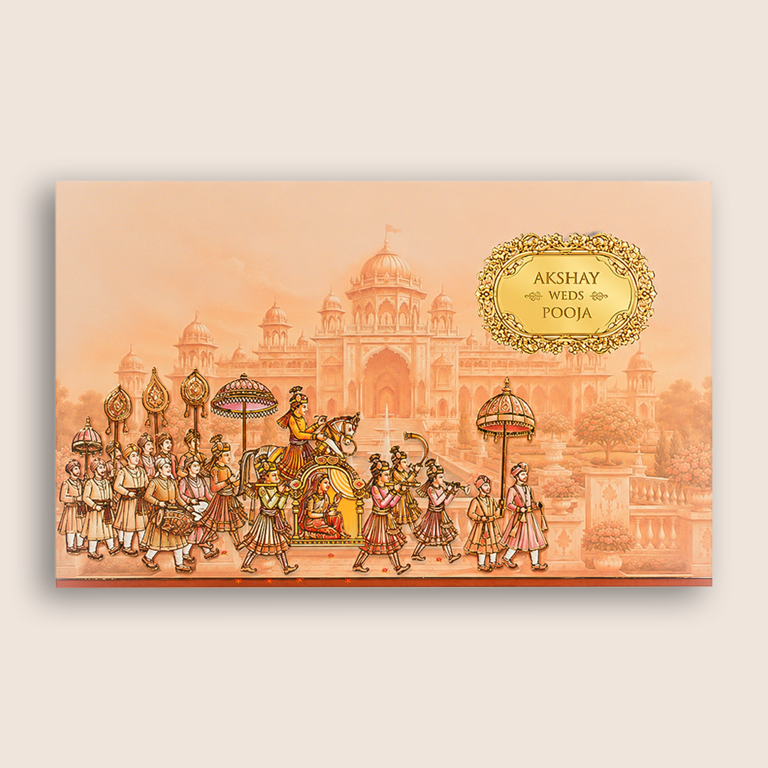 Pink Royal Bhaarat Wedding Invitation Card - KPR07080