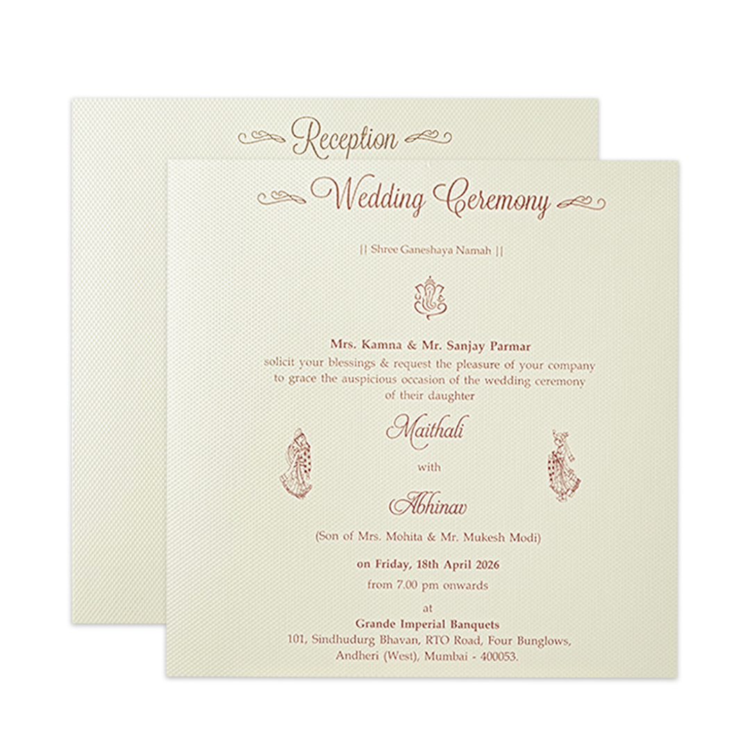 Grey Floral Padded Wedding Card-KMMWD1159