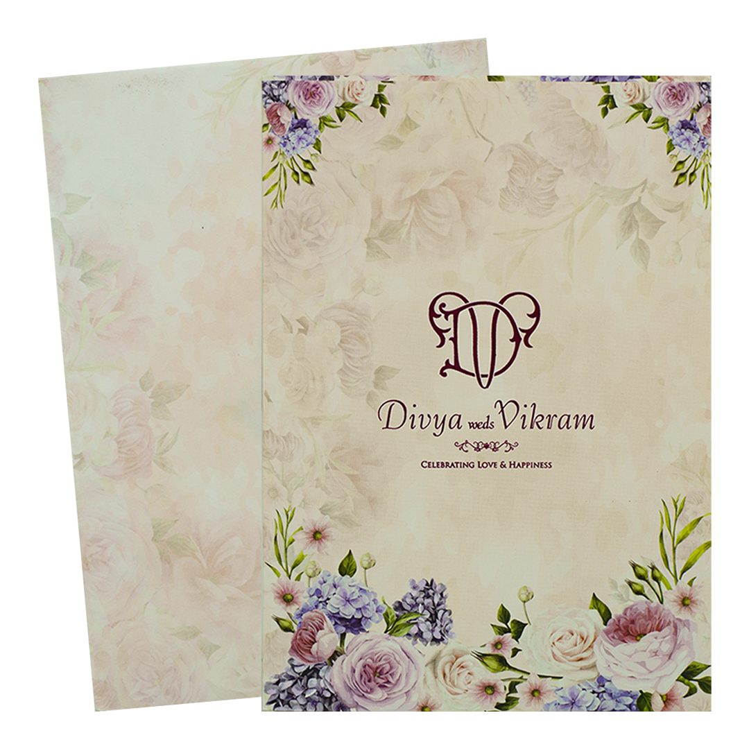Pink Rose Floral Wedding Card-KNPP683P