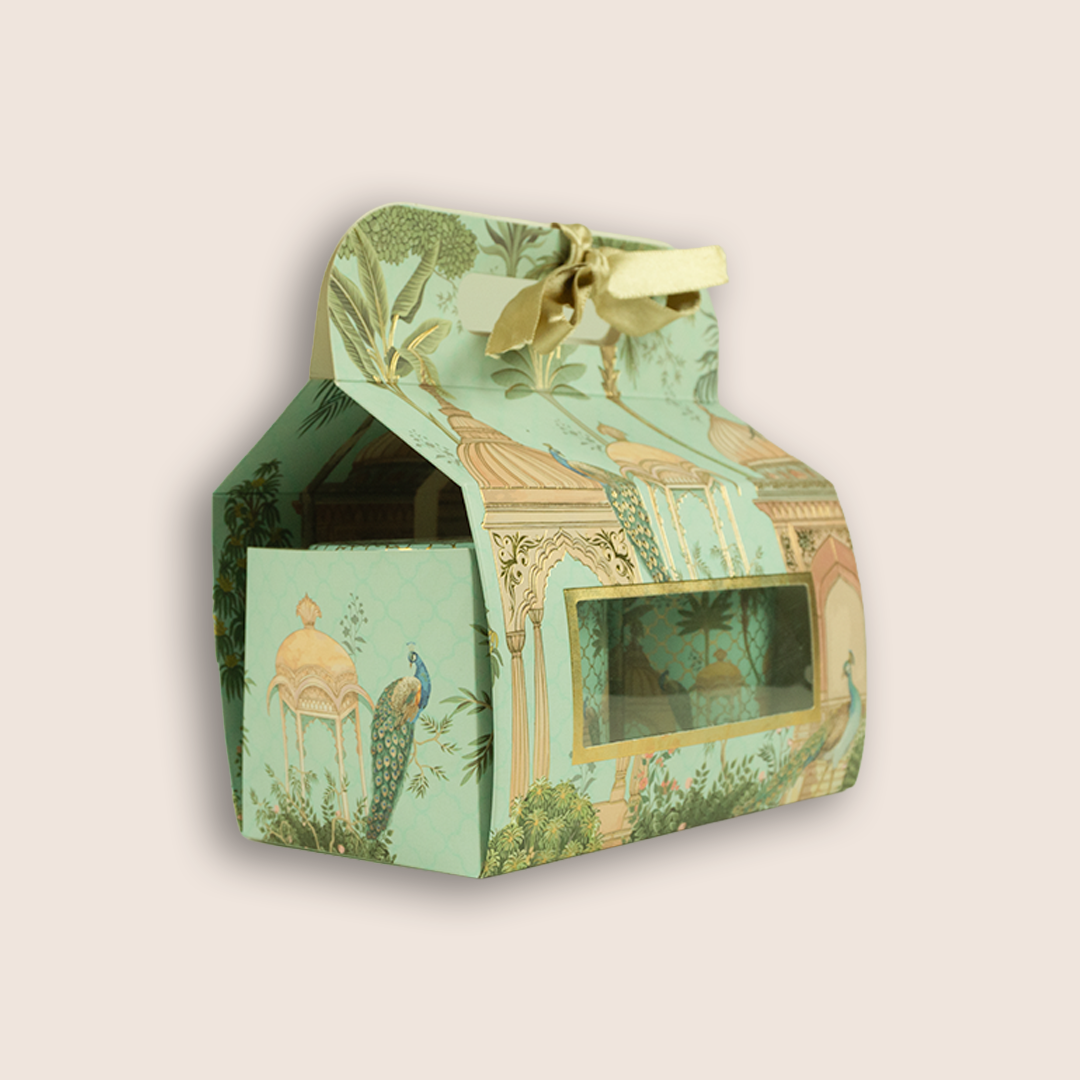 Green Peacock Palace Return Gift Hamper-GNBT9503