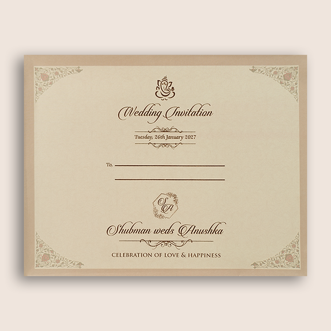 Beige Floral Wedding Invitation Card - KRB54190