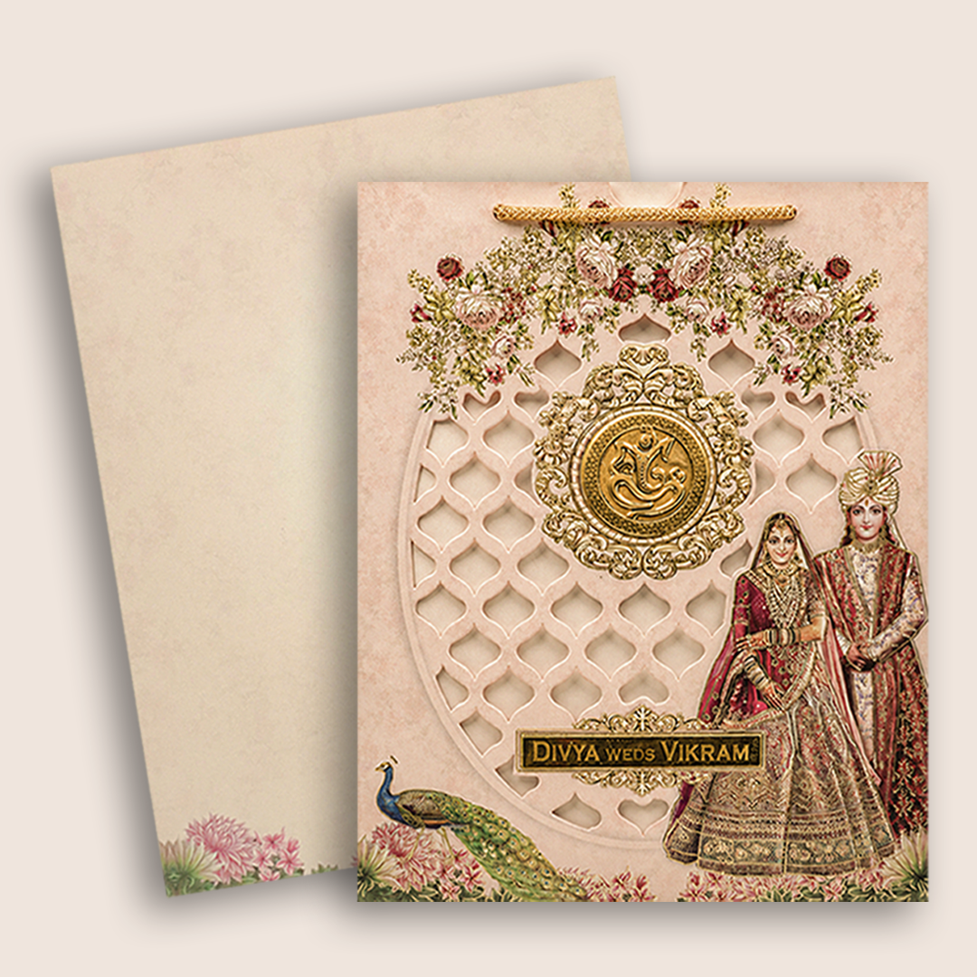 Pink Bride Groom Bag Style Wedding Card - KNKQ8309