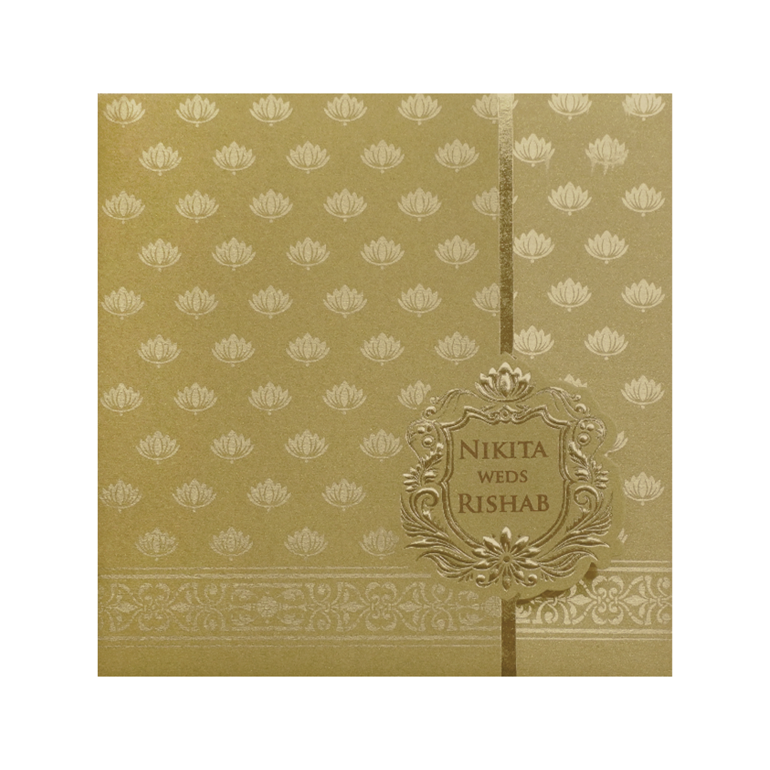 Gold Lotus Pattern Wedding Invitation Card-KPR06190