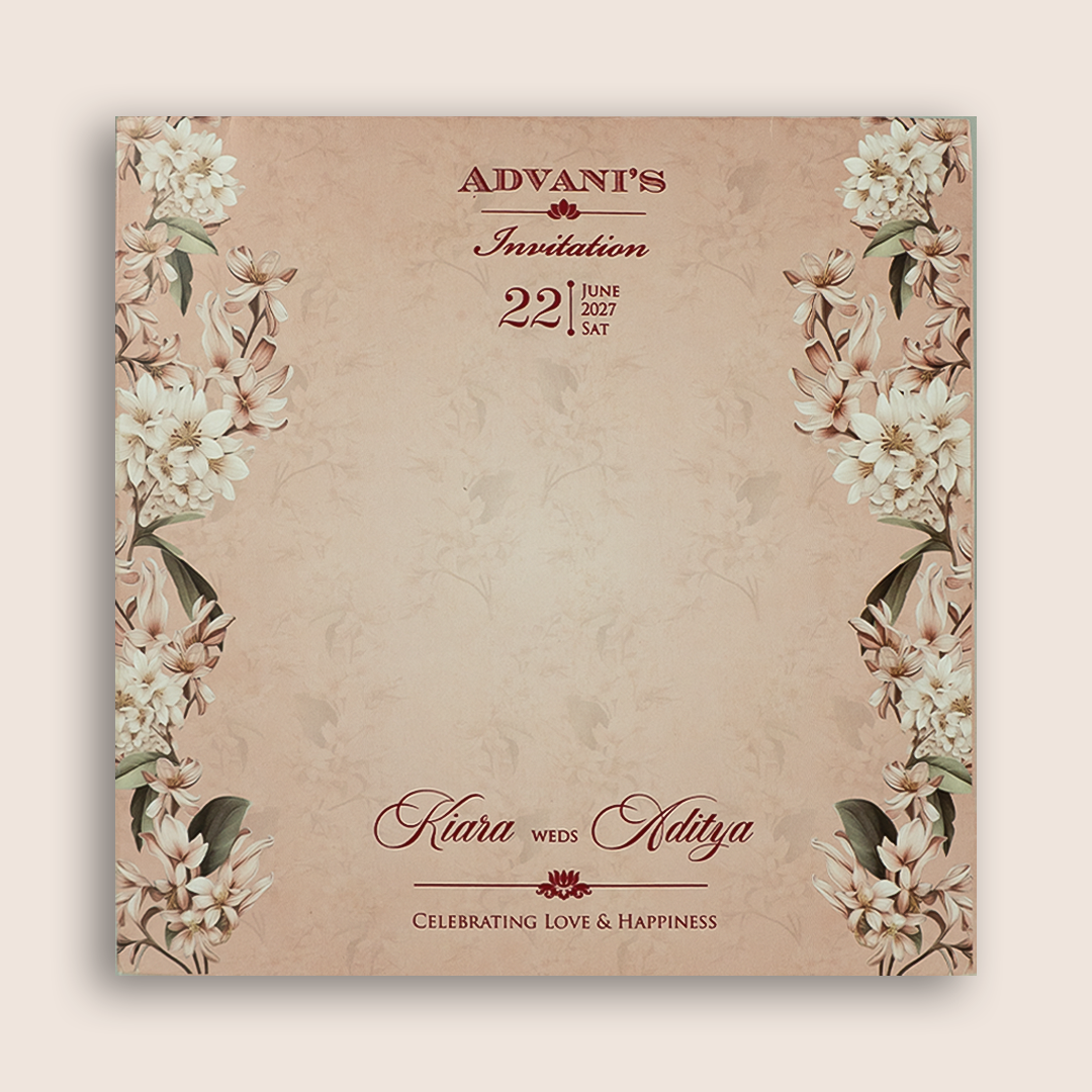 Pastel Pink Lilly Flower Laser Cut Wedding Card - KFR16250