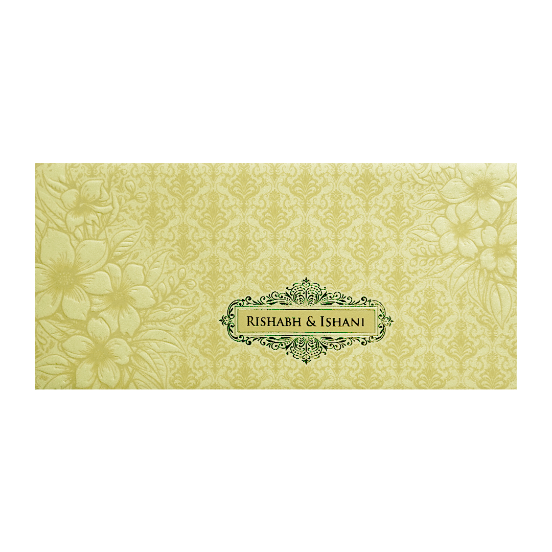 Gold Embossed Floral Pattern Wedding Invitation Card-KPR06310