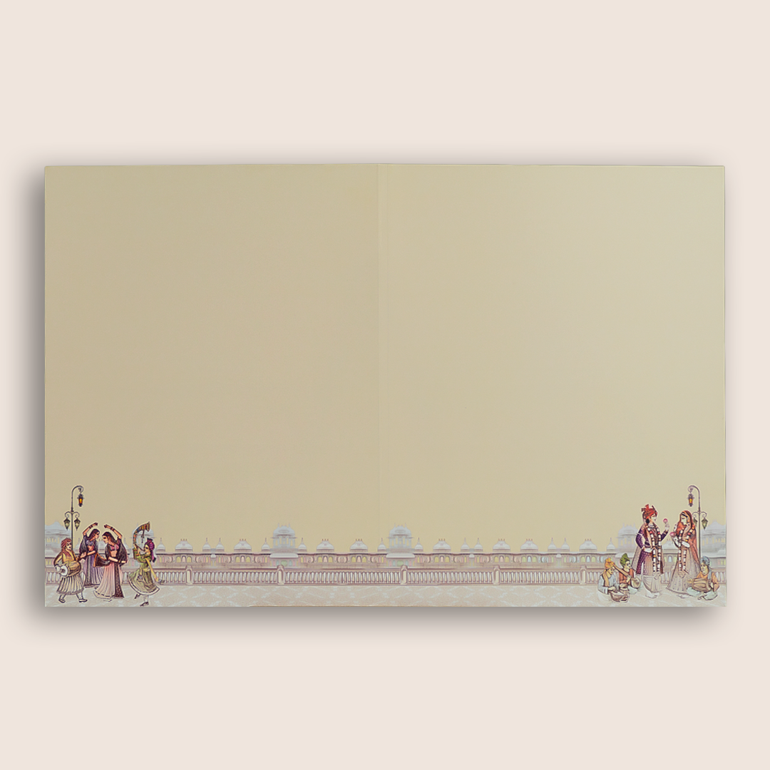 White Royal Elephant Baraat Wedding Card - KAA05140