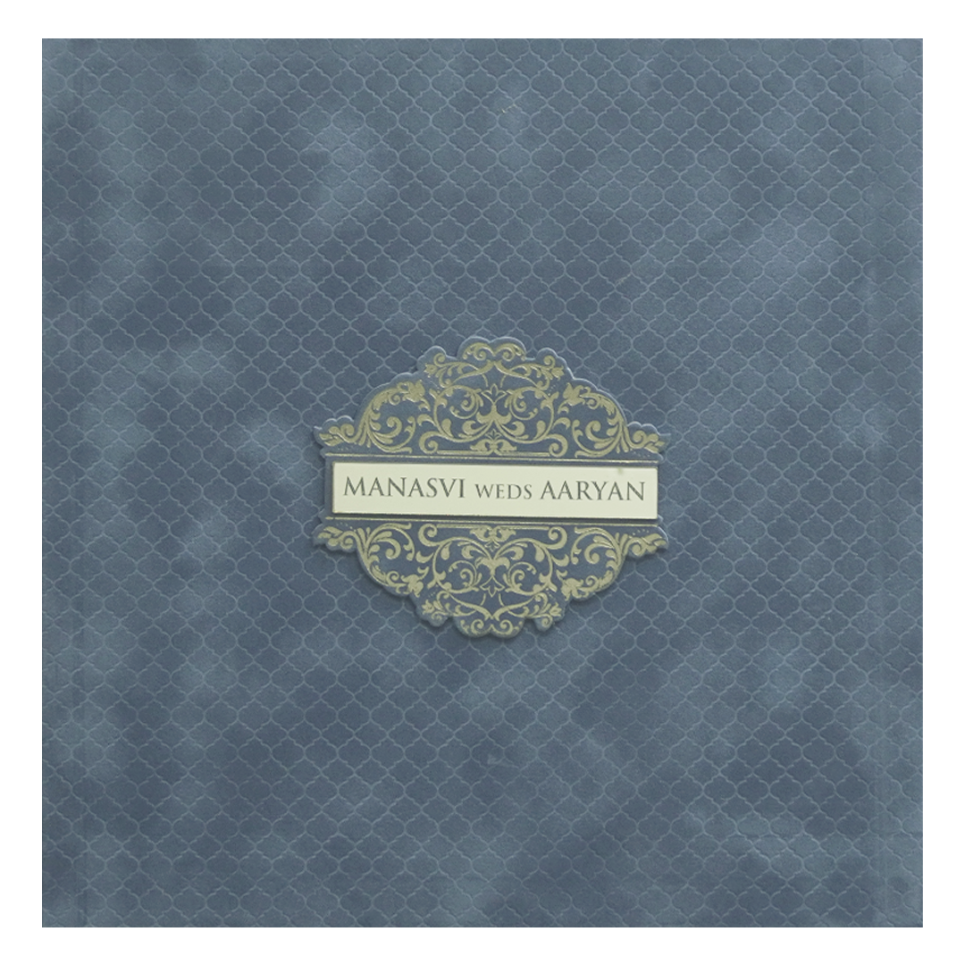 Grey Padded Wedding Invitation Card - KMMWD1153