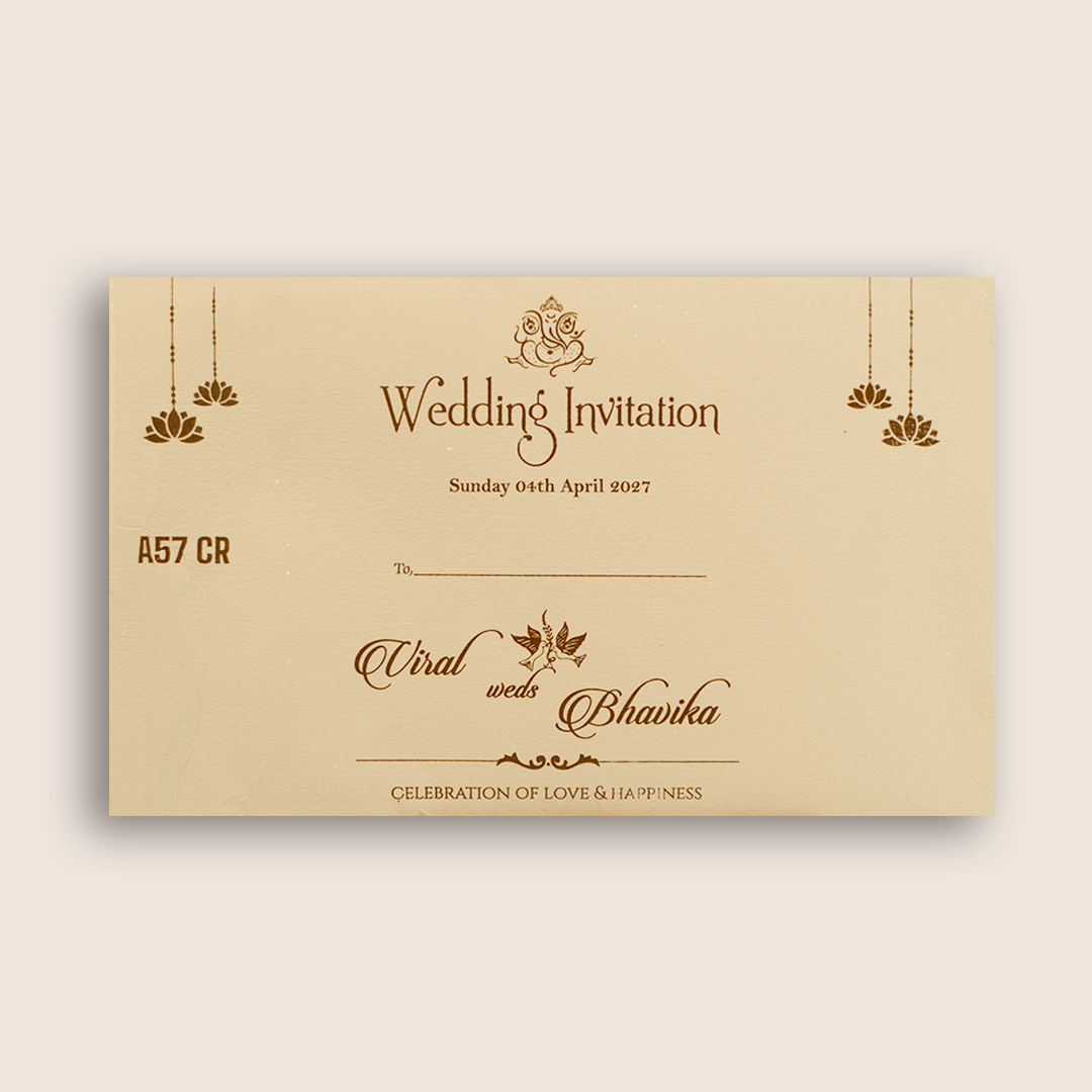 Cream Embossed Floral Padded Wedding Invitations - KMARA571