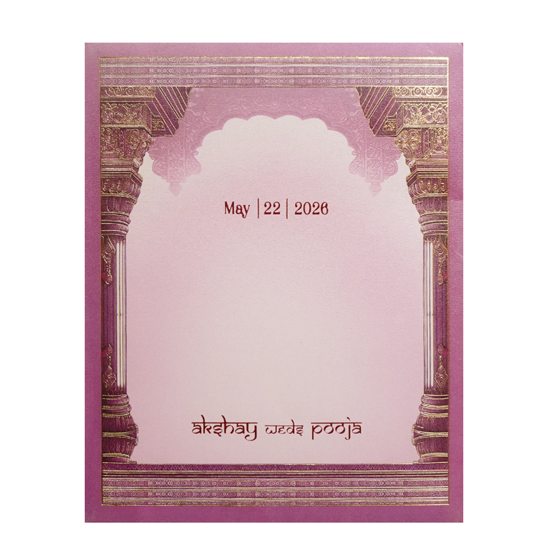 Lavender Royal Bride Groom Arch Wedding Invitation Card-KPR24760