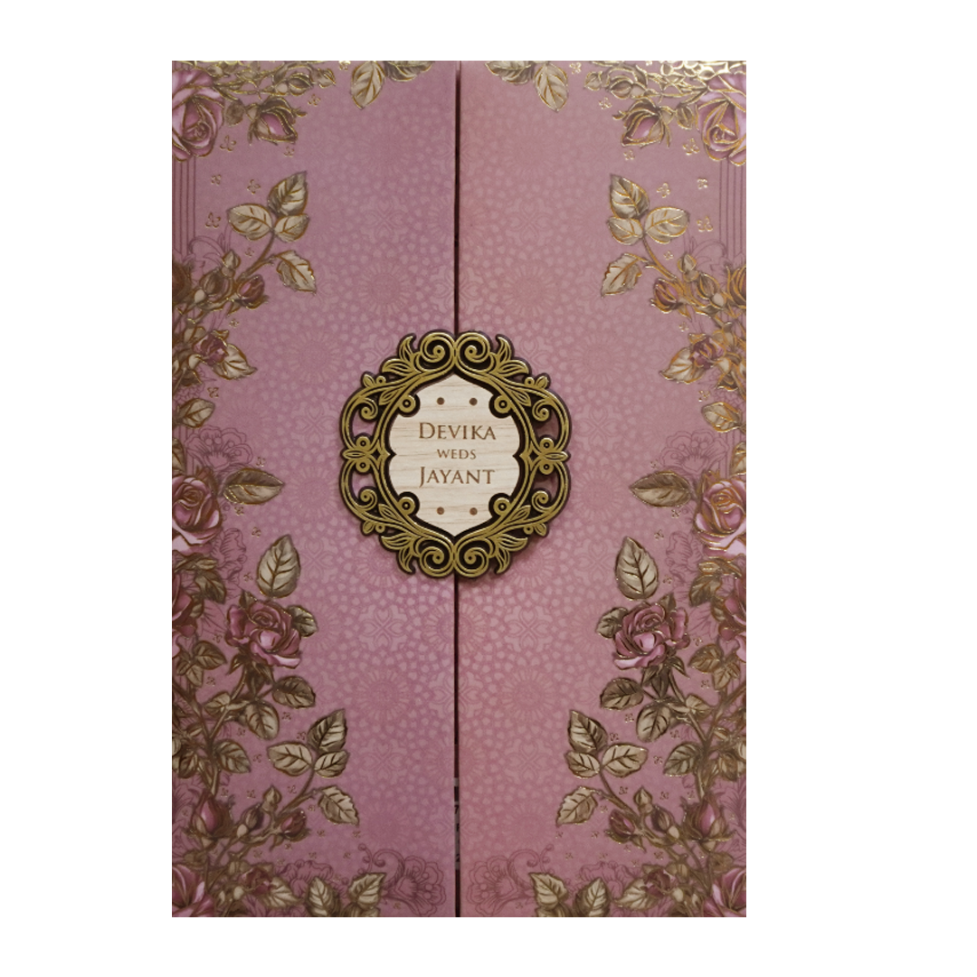 Little Purple Padded Embossed Floral Wedding Card - KVN07410