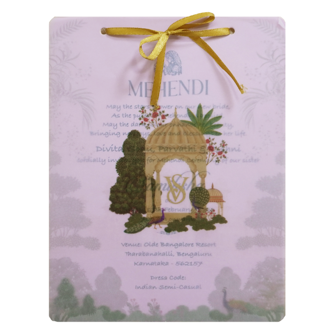 Pink Floral Theme Wedding Card - KNAL1401